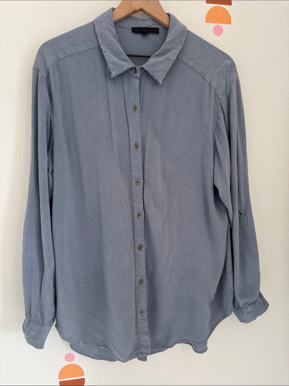 Jane and Delancey Slate Blue Casual Button-Down Shirt N0120
